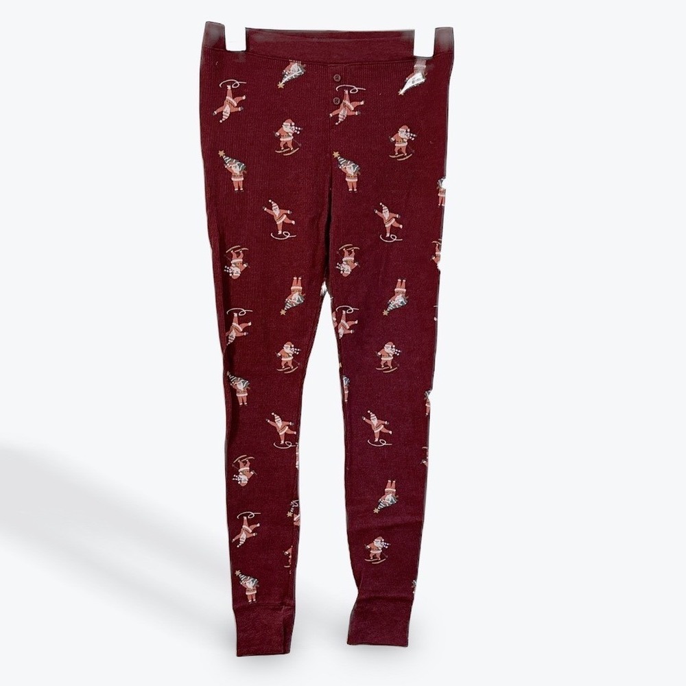 Old Navy Womens Burgundy Christmas Santa Gnome Pajama Sleepwear Pants Size S